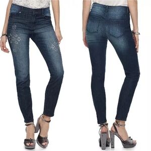 Juicy Couture Vintage Embellished Dark Wash Midrise Skinny Jeans